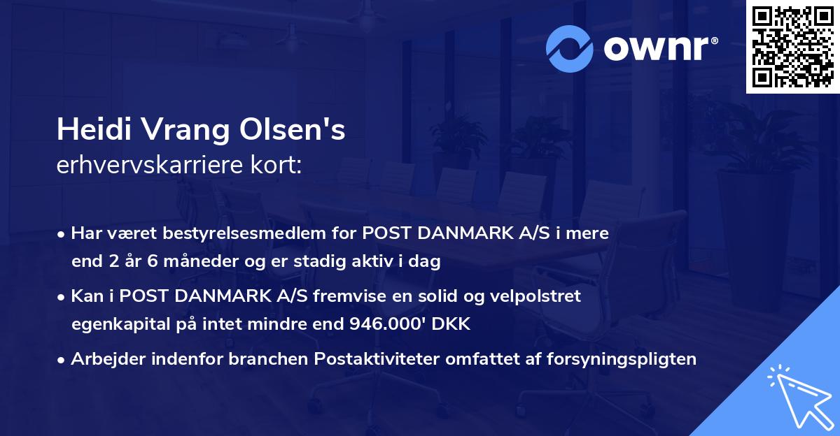 Heidi Vrang Olsen's erhvervskarriere kort