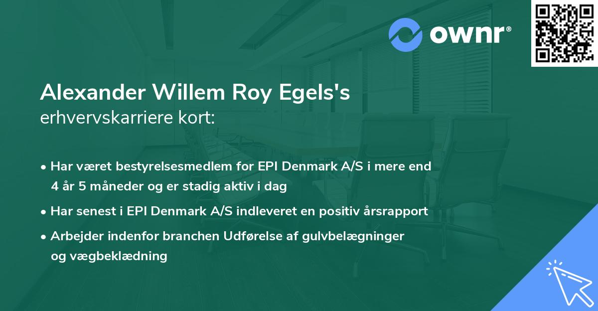 Alexander Willem Roy Egels's erhvervskarriere kort