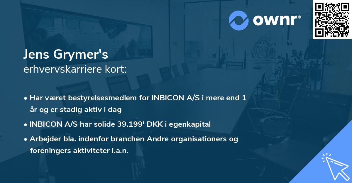 Jens Grymer's erhvervskarriere kort