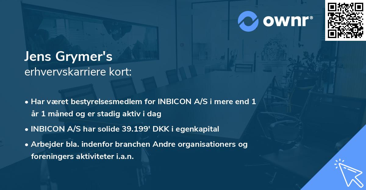 Jens Grymer's erhvervskarriere kort