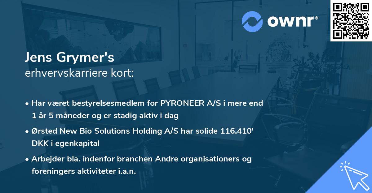Jens Grymer's erhvervskarriere kort