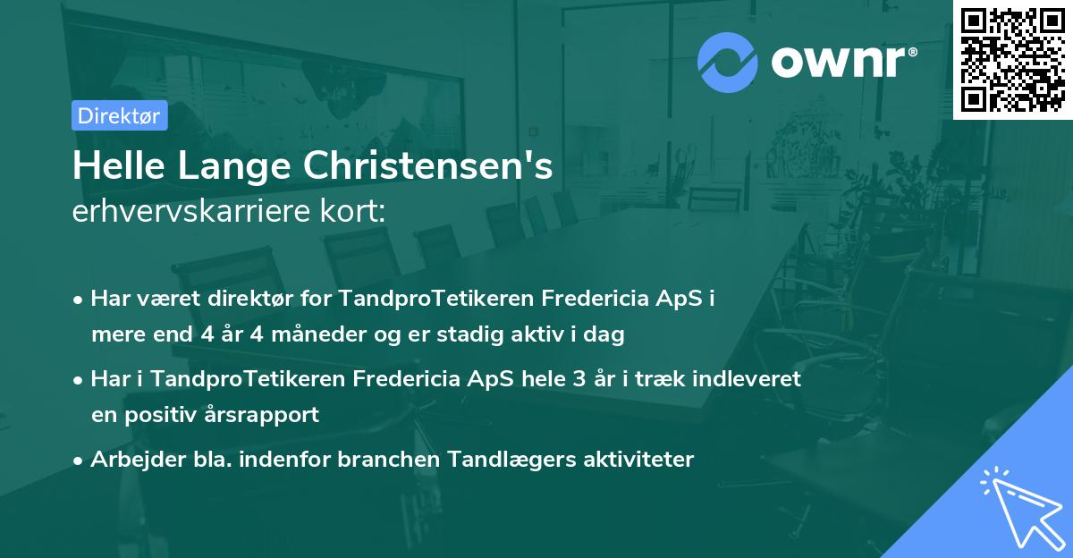Helle Lange Christensen's erhvervskarriere kort