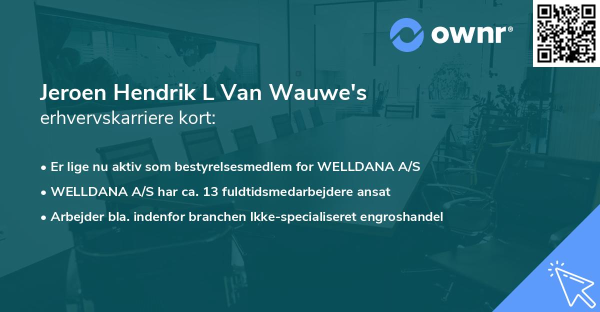 Jeroen Hendrik L Van Wauwe's erhvervskarriere kort