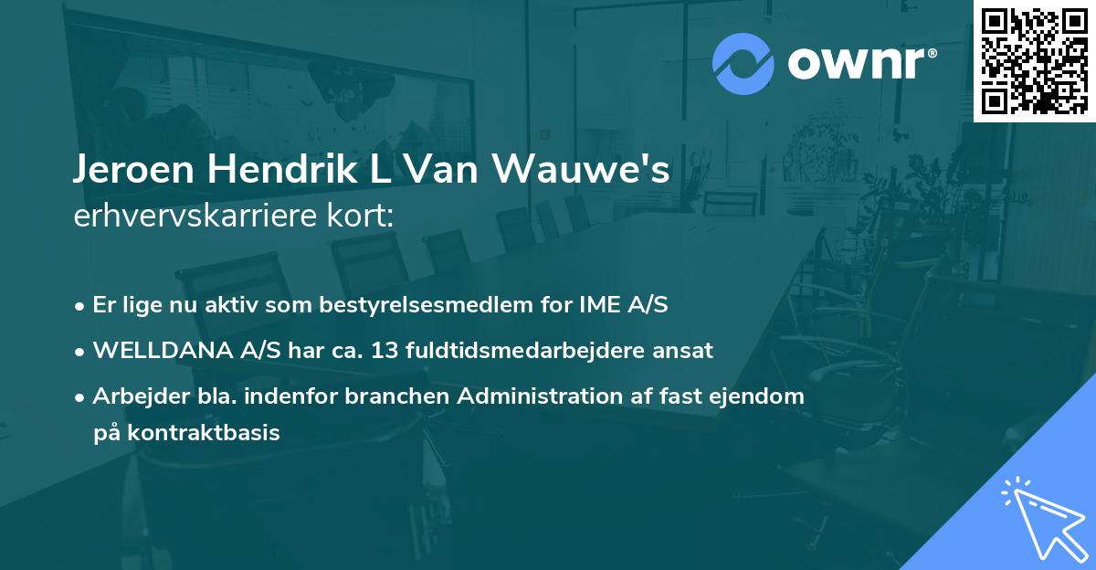 Jeroen Hendrik L Van Wauwe's erhvervskarriere kort