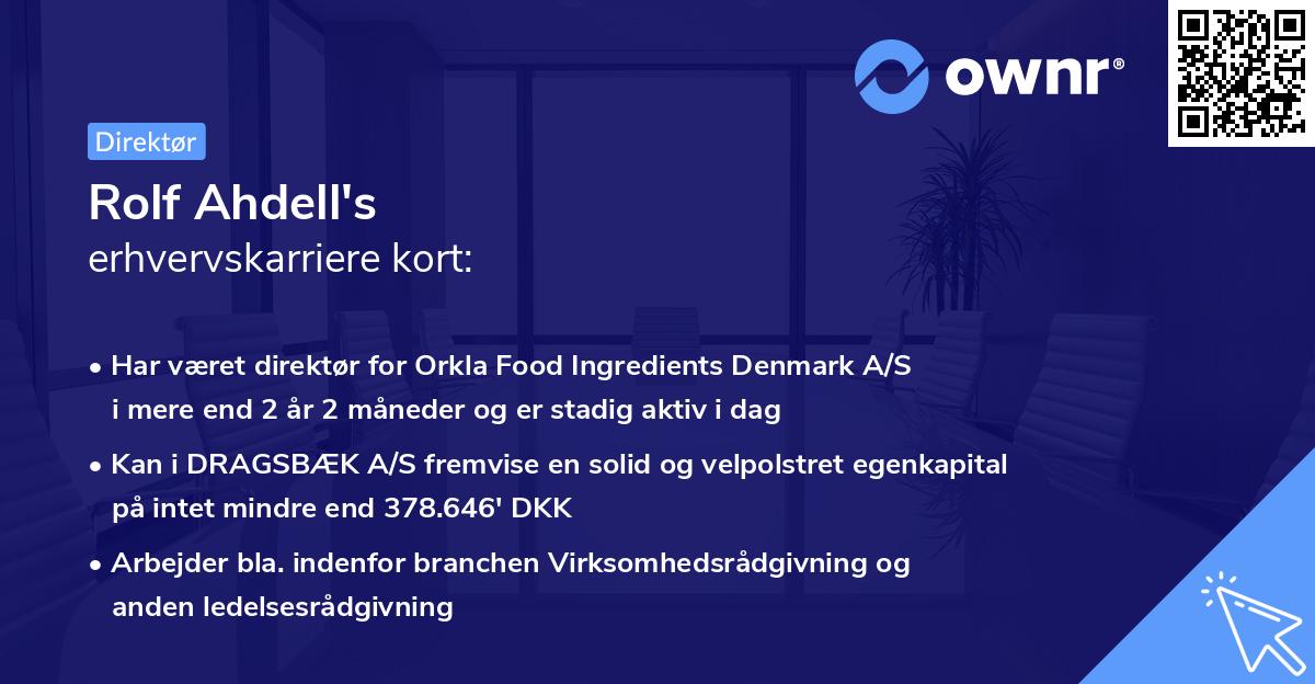 Rolf Ahdell's erhvervskarriere kort