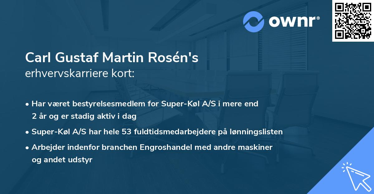 Carl Gustaf Martin Rosén's erhvervskarriere kort