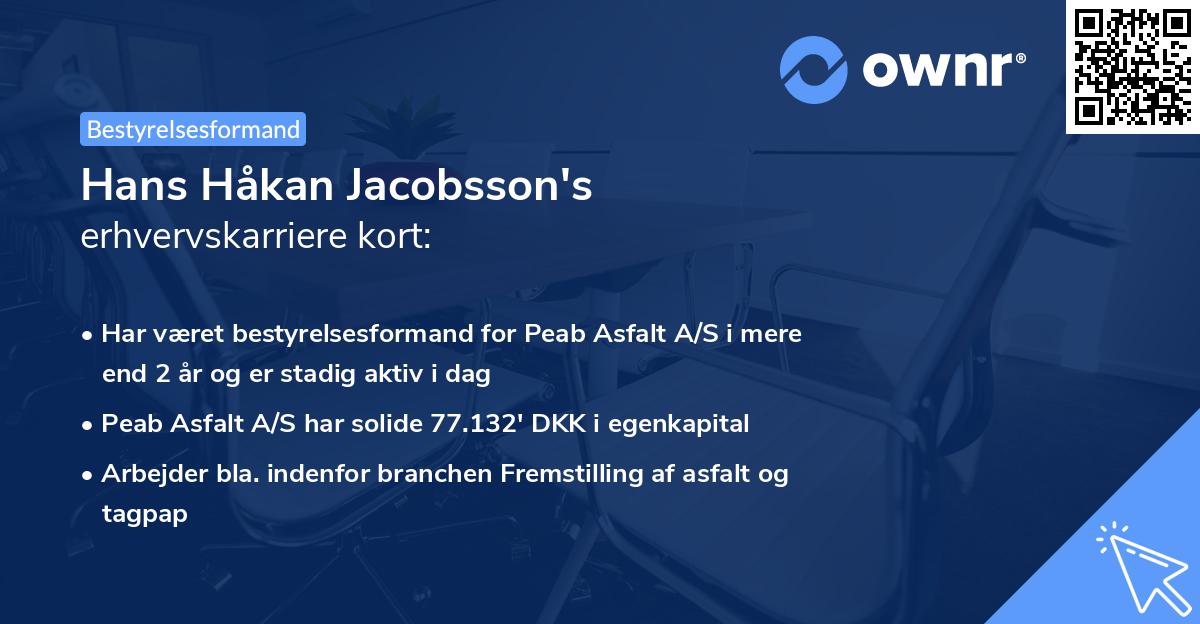 Hans Håkan Jacobsson's erhvervskarriere kort