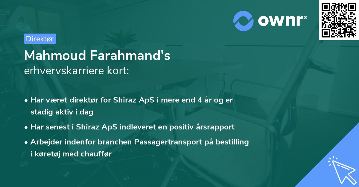 Mahmoud Farahmand's erhvervskarriere kort