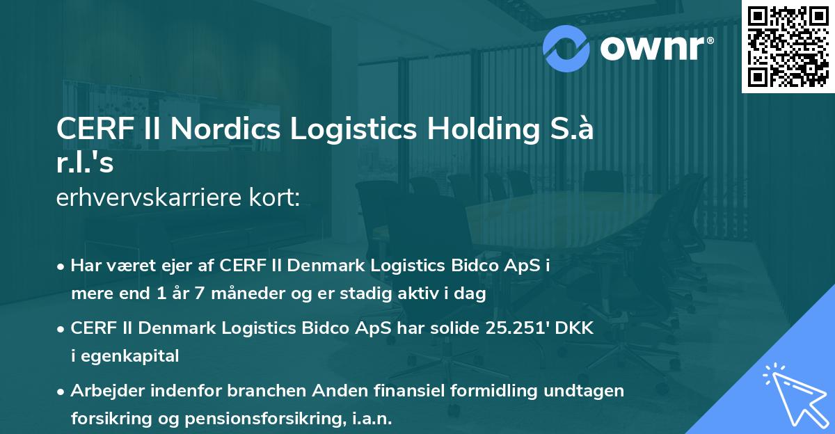 CERF II Nordics Logistics Holding S.à r.l.'s erhvervskarriere kort