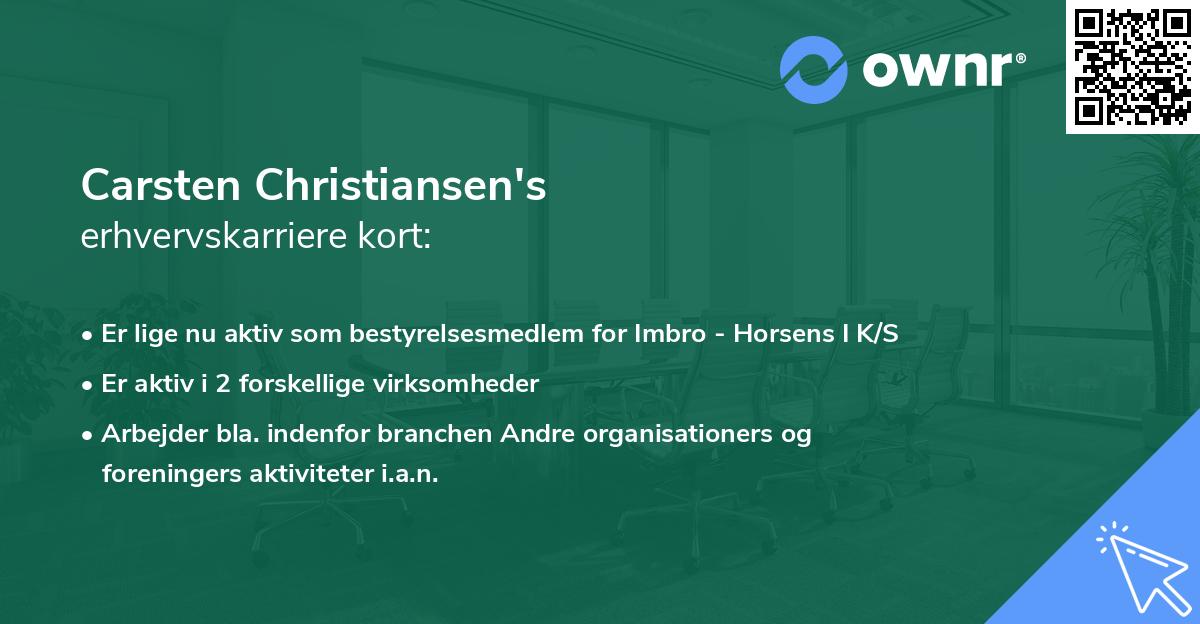 Carsten Christiansen's erhvervskarriere kort