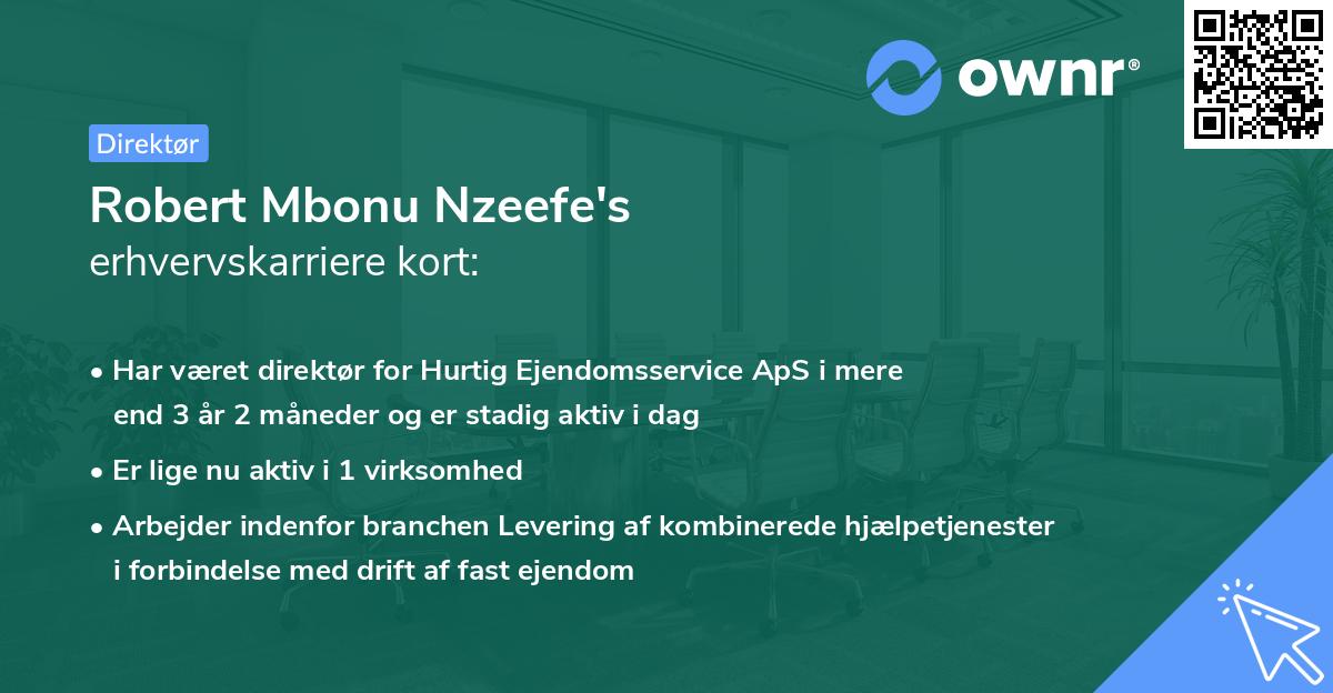 Robert Mbonu Nzeefe's erhvervskarriere kort