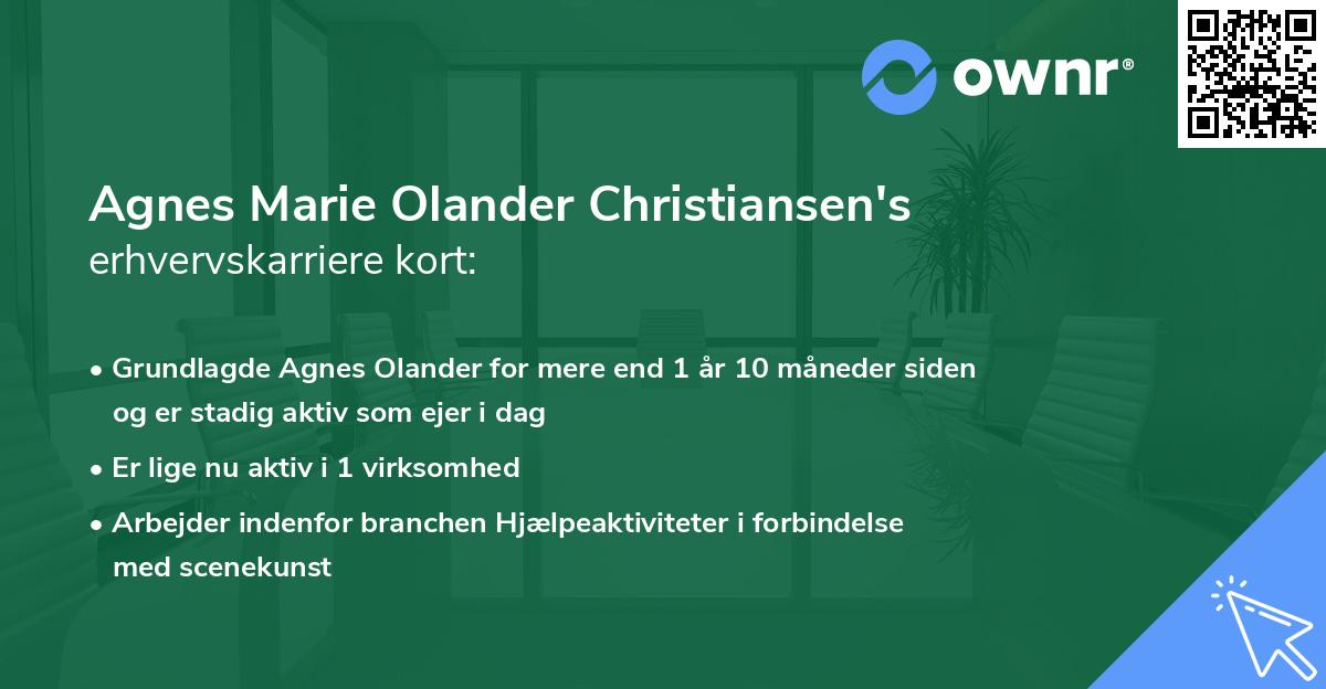 Agnes Marie Olander Christiansen's erhvervskarriere kort