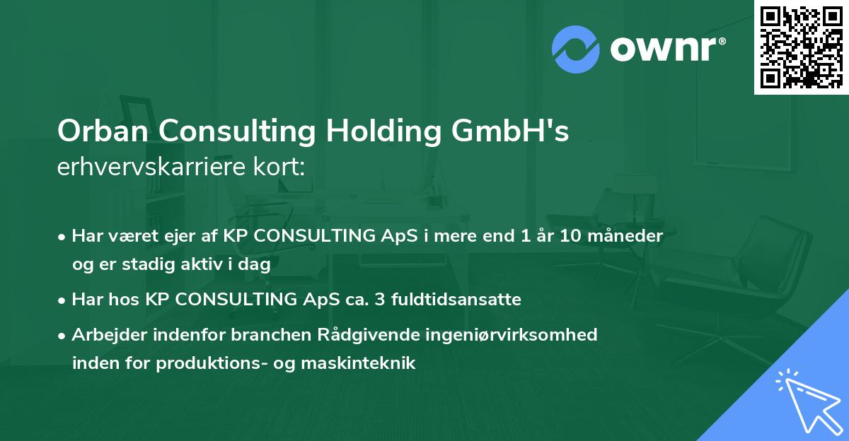 Orban Consulting Holding GmbH's erhvervskarriere kort