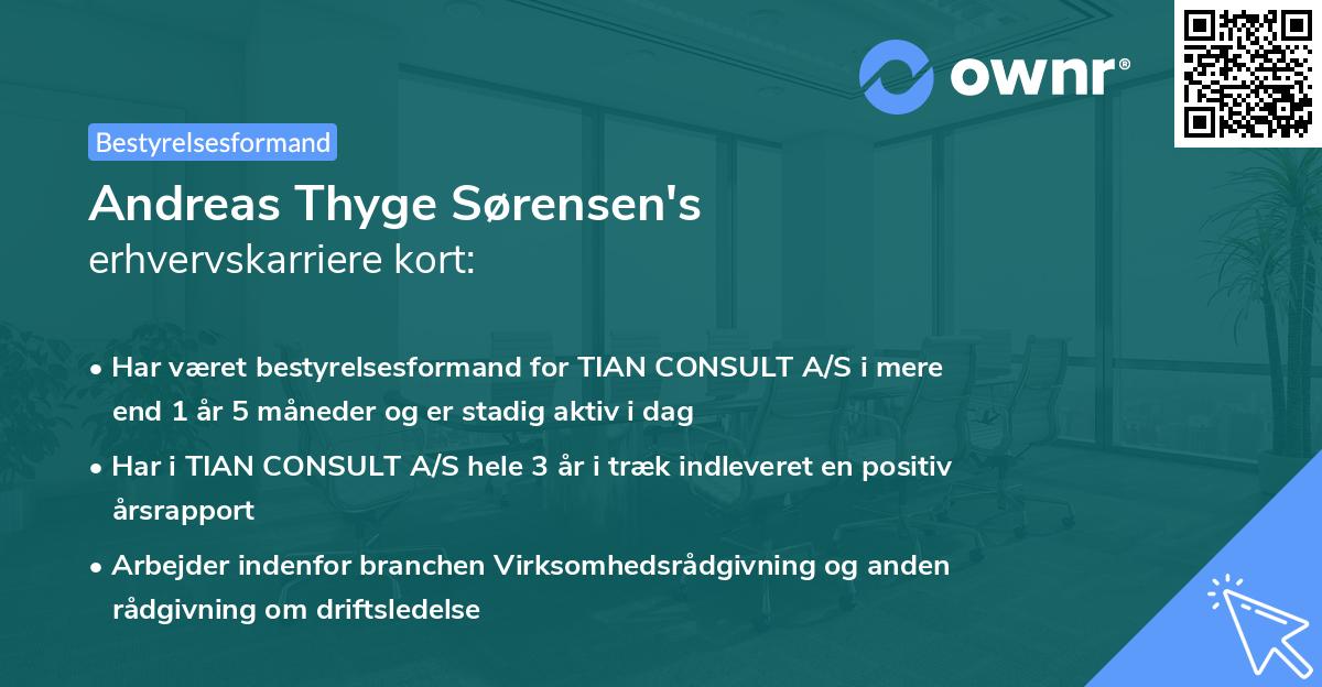 Andreas Thyge Sørensen's erhvervskarriere kort