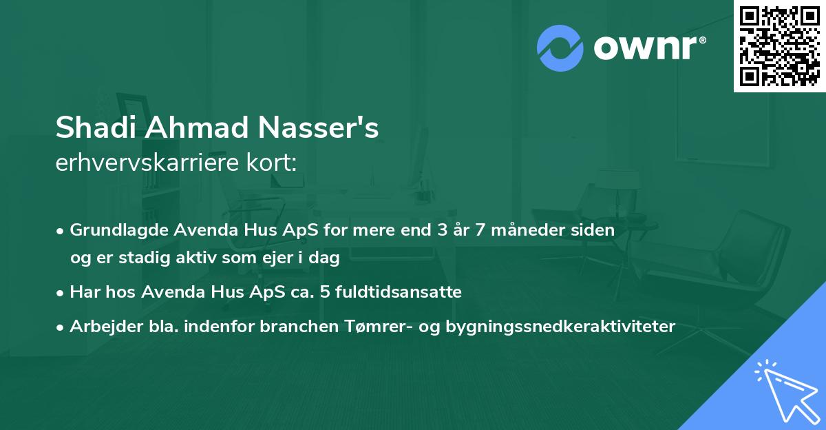 Shadi Ahmad Nasser's erhvervskarriere kort