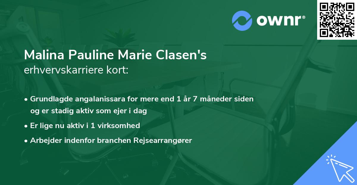 Malina Pauline Marie Clasen's erhvervskarriere kort