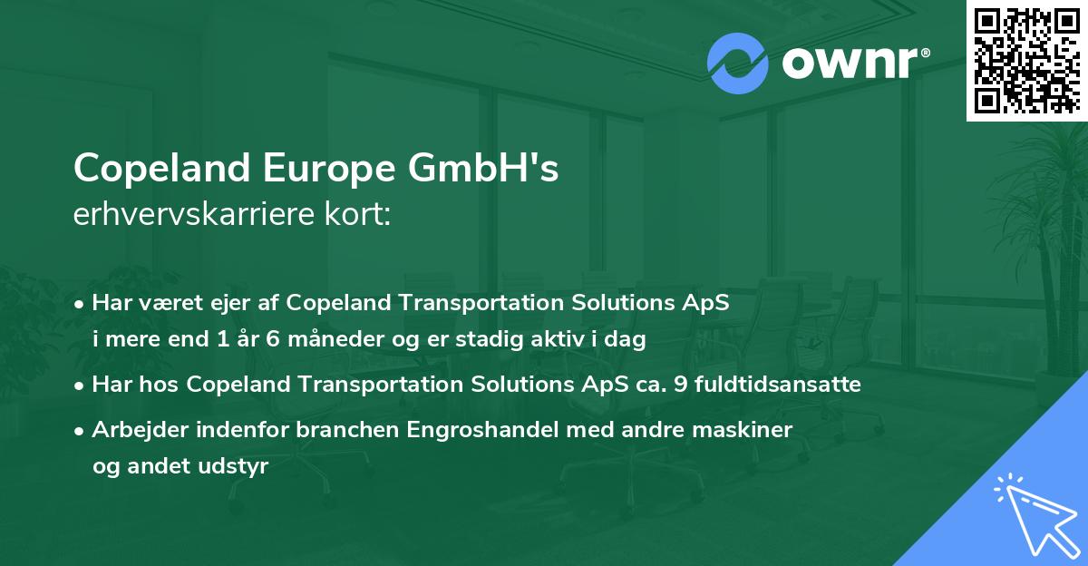 Copeland Europe GmbH's erhvervskarriere kort