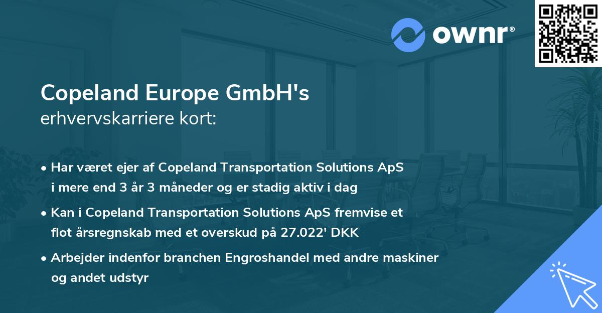 Copeland Europe GmbH's erhvervskarriere kort