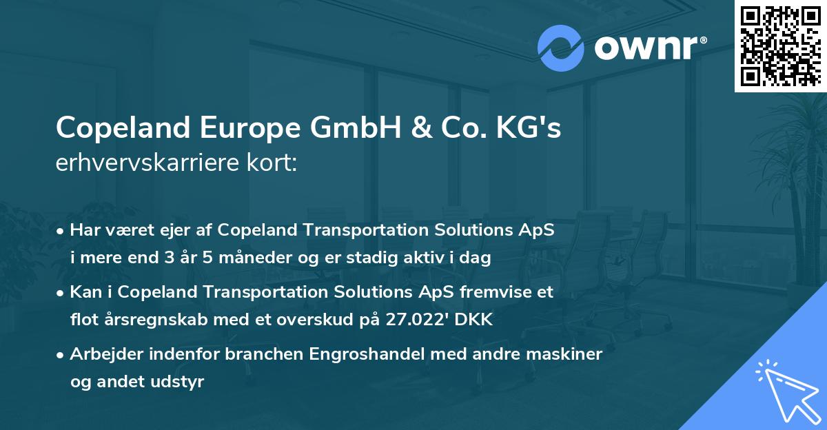 Copeland Europe GmbH & Co. KG's erhvervskarriere kort