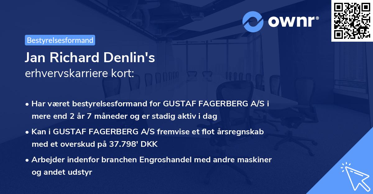 Jan Richard Denlin's erhvervskarriere kort