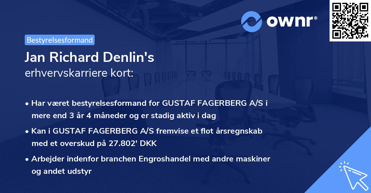 Jan Richard Denlin's erhvervskarriere kort