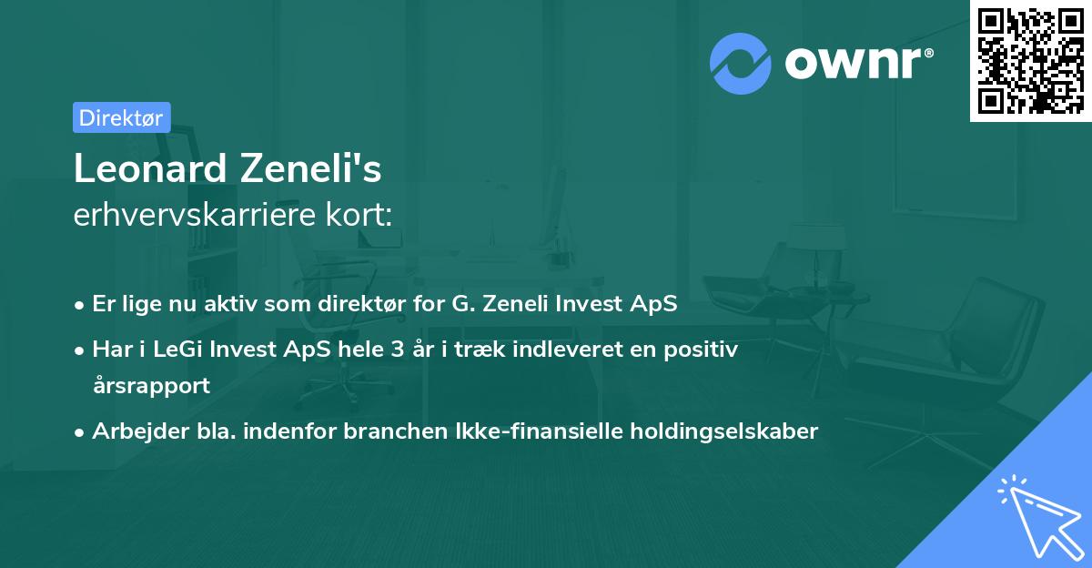 Leonard Zeneli's erhvervskarriere kort