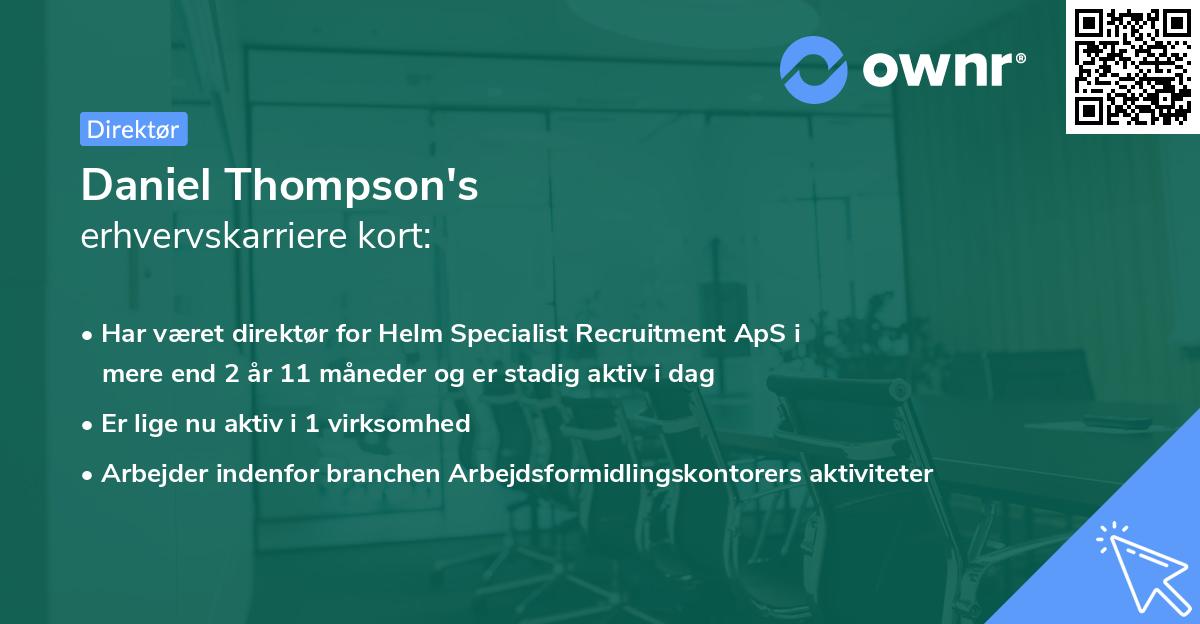 Daniel Thompson's erhvervskarriere kort