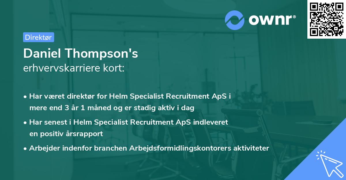 Daniel Thompson's erhvervskarriere kort