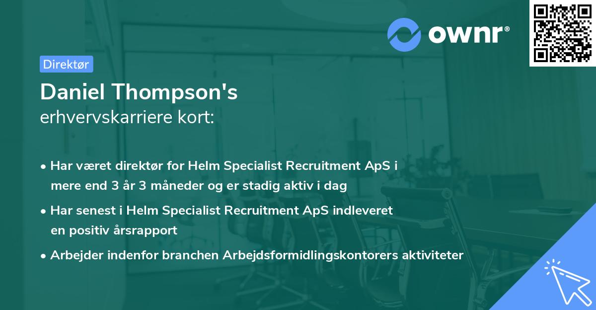 Daniel Thompson's erhvervskarriere kort