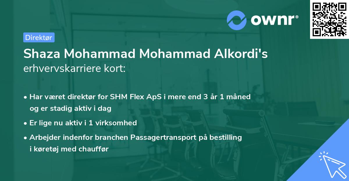 Shaza Mohammad Mohammad Alkordi's erhvervskarriere kort