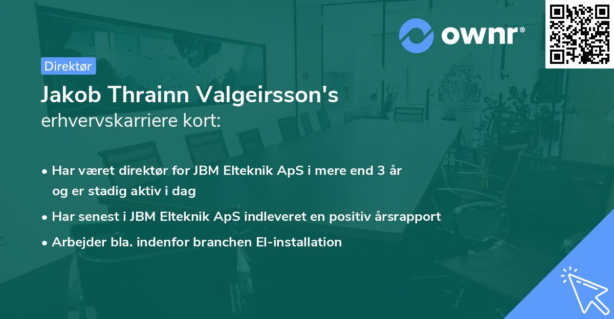 Jakob Thrainn Valgeirsson's erhvervskarriere kort