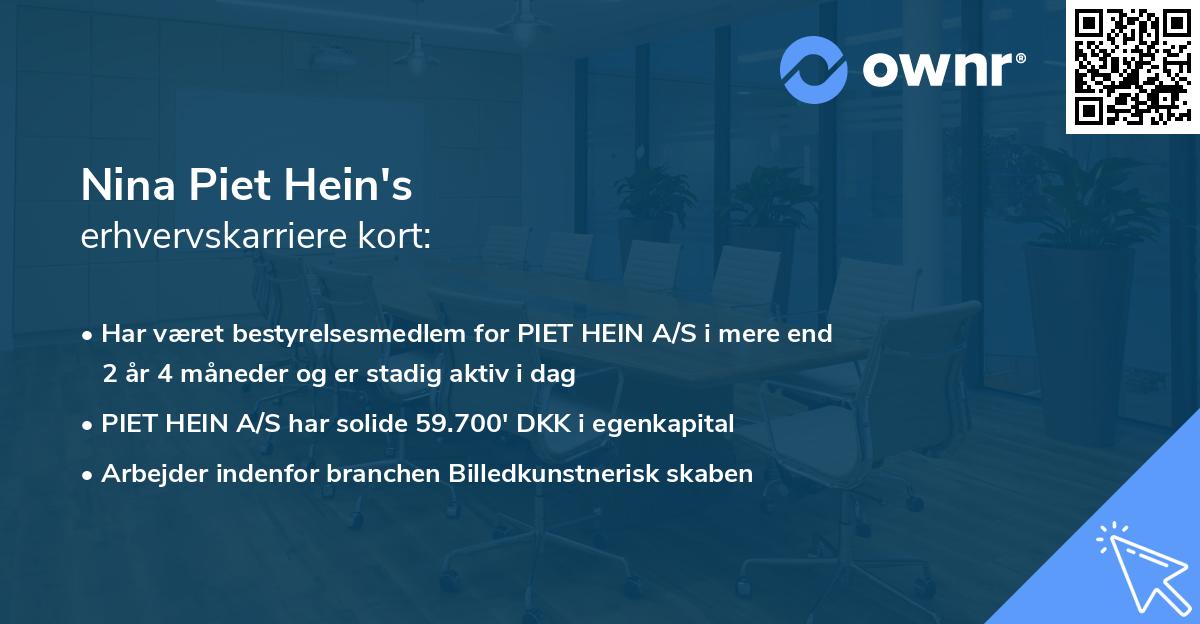 Nina Piet Hein's erhvervskarriere kort