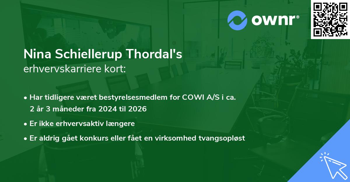 Nina Schiellerup Thordal's erhvervskarriere kort