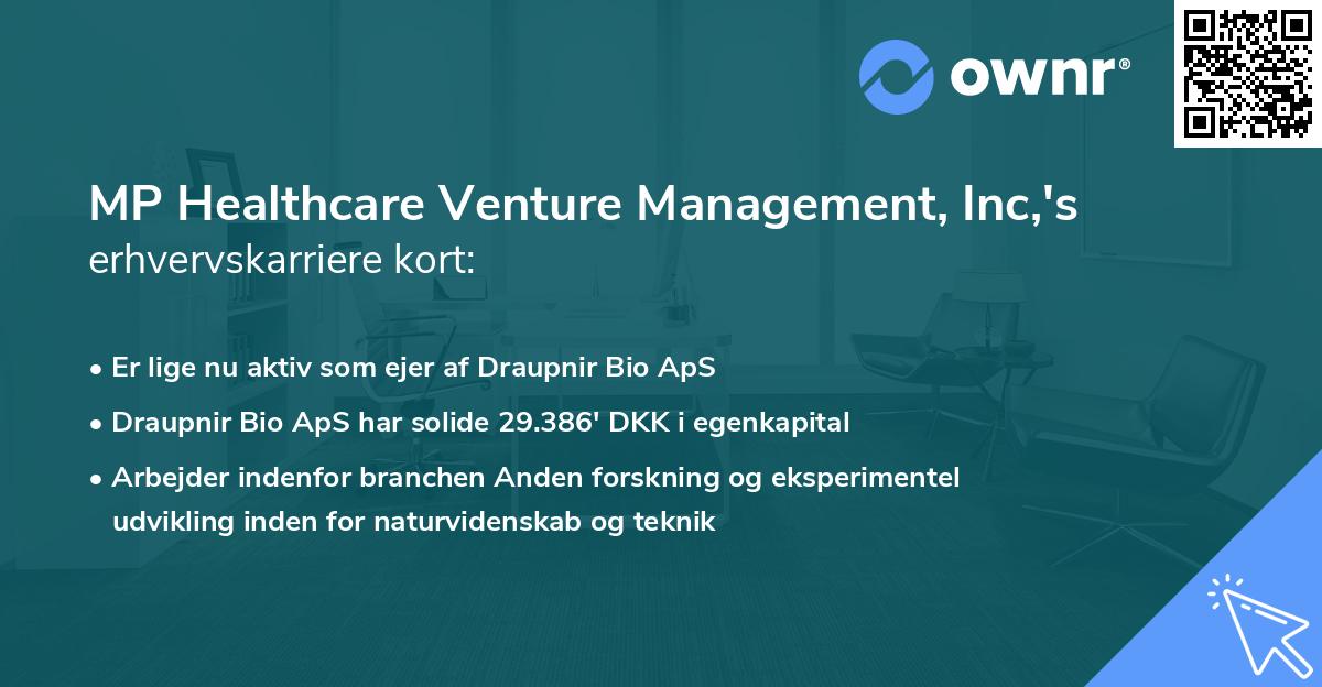 MP Healthcare Venture Management, Inc,'s erhvervskarriere kort