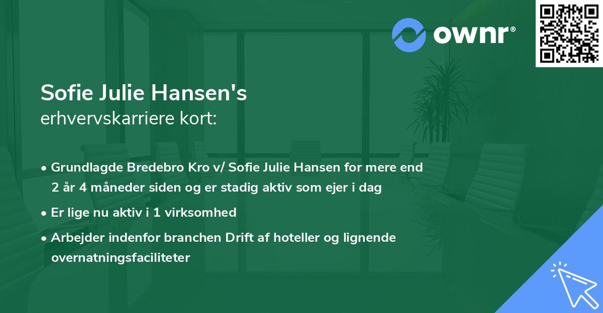 Sofie Julie Hansen's erhvervskarriere kort