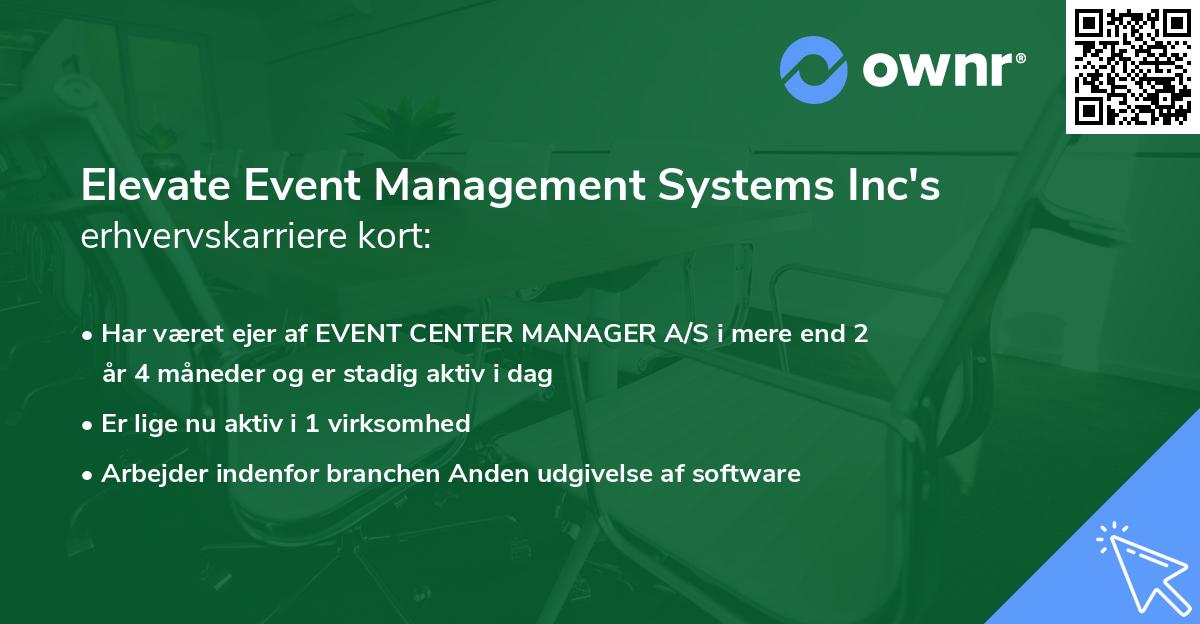 Elevate Event Management Systems Inc's erhvervskarriere kort