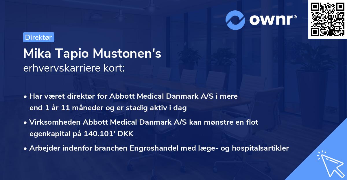 Mika Tapio Mustonen's erhvervskarriere kort