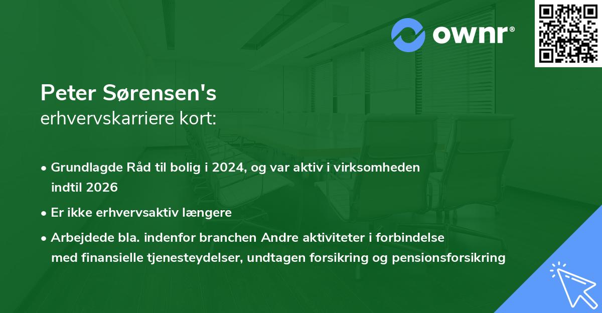 Peter Sørensen's erhvervskarriere kort