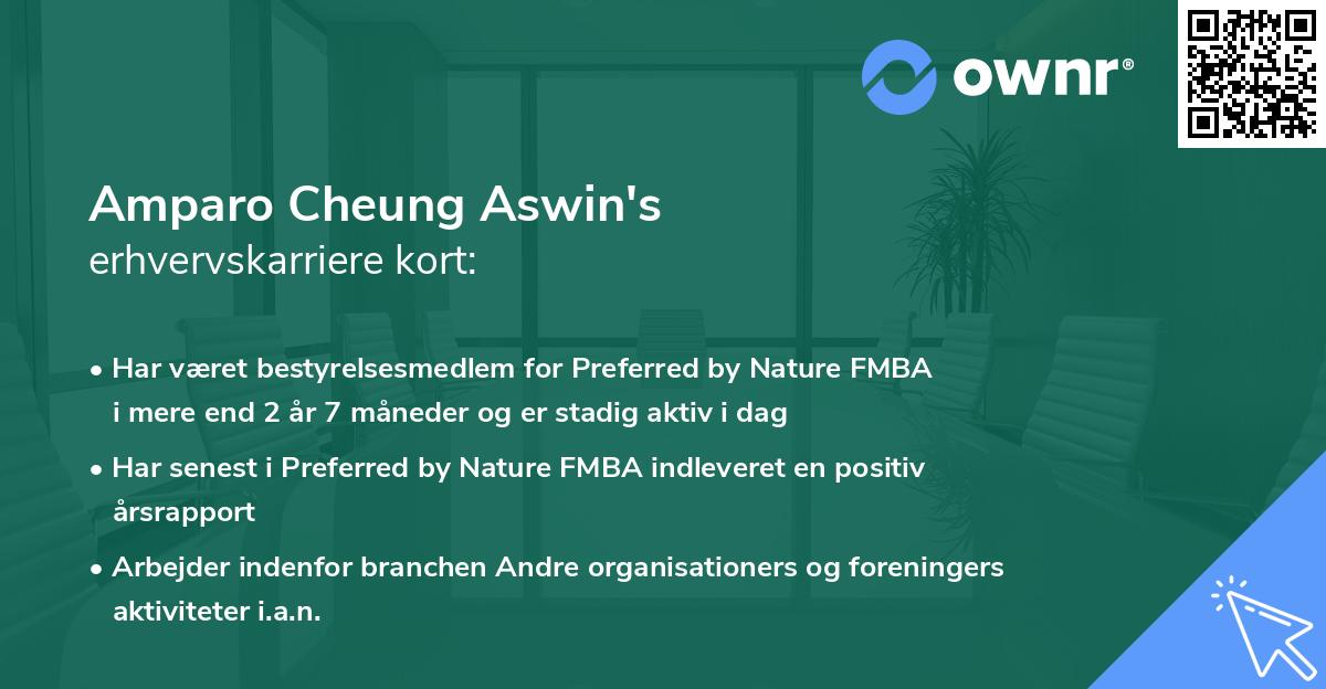 Amparo Cheung Aswin's erhvervskarriere kort