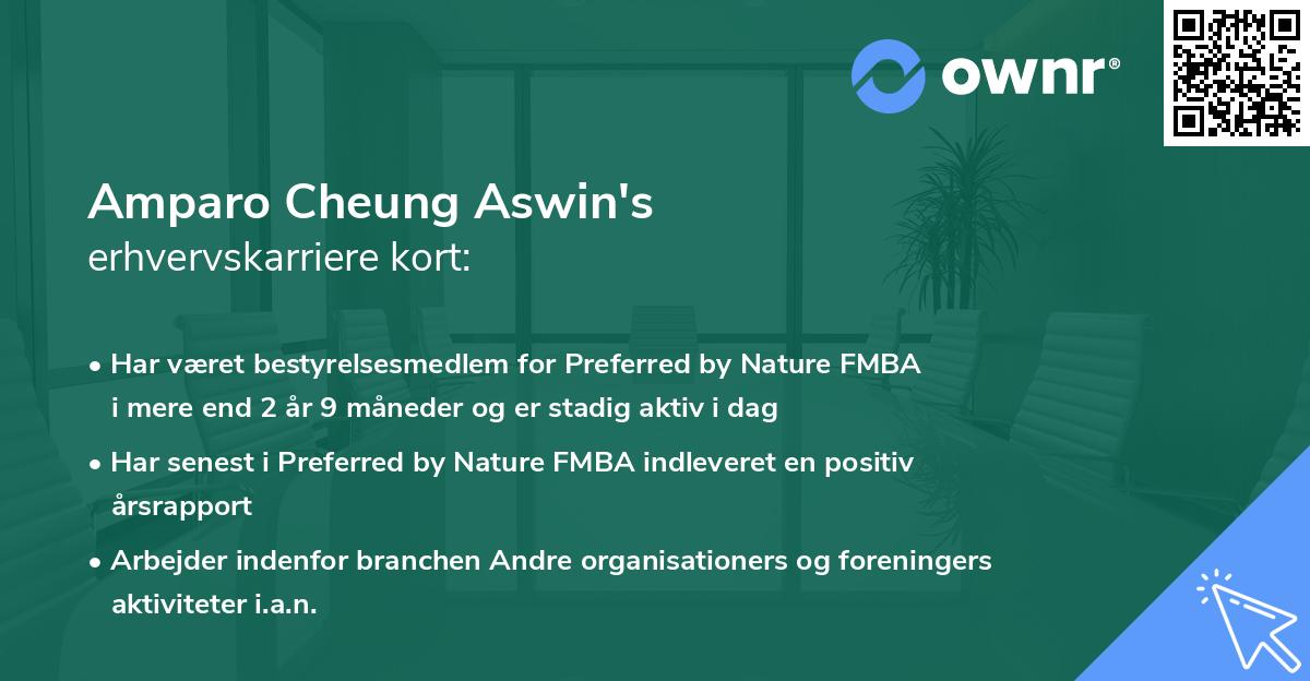 Amparo Cheung Aswin's erhvervskarriere kort