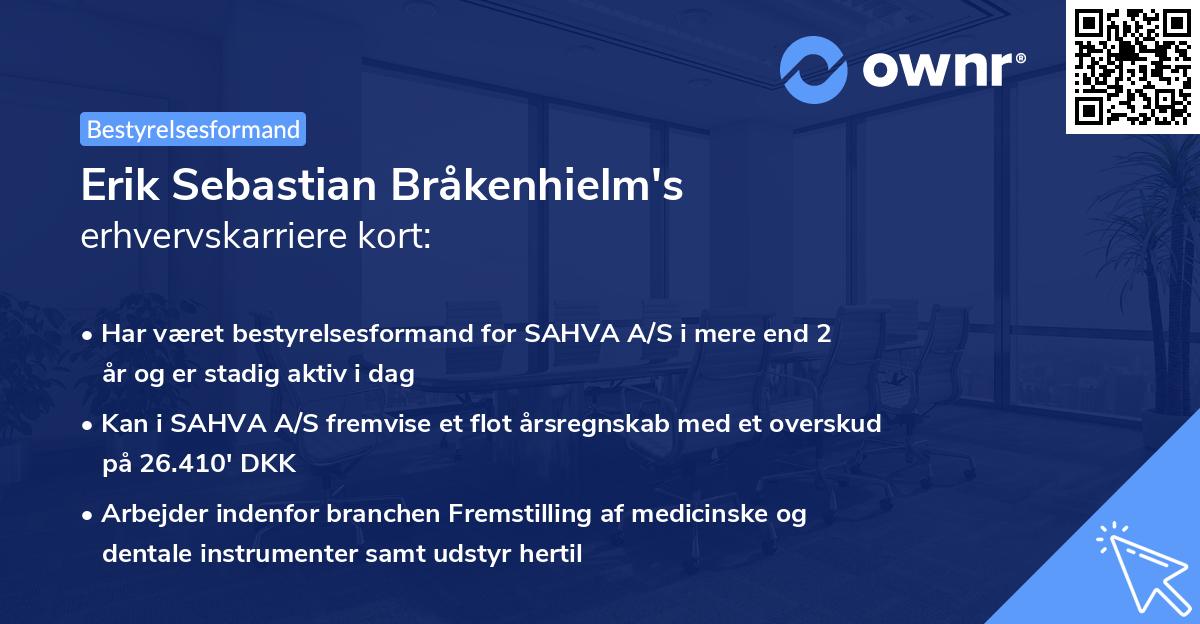 Erik Sebastian Bråkenhielm's erhvervskarriere kort