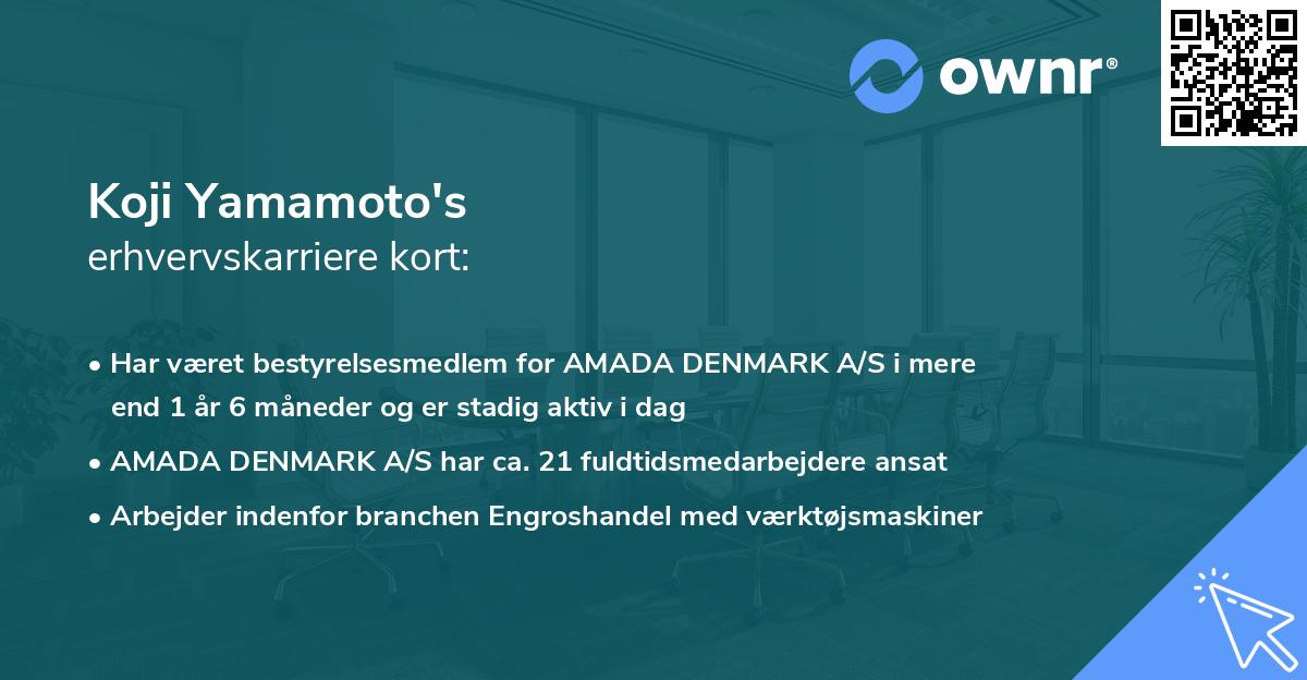 Koji Yamamoto's erhvervskarriere kort