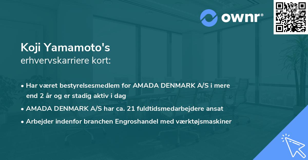 Koji Yamamoto's erhvervskarriere kort