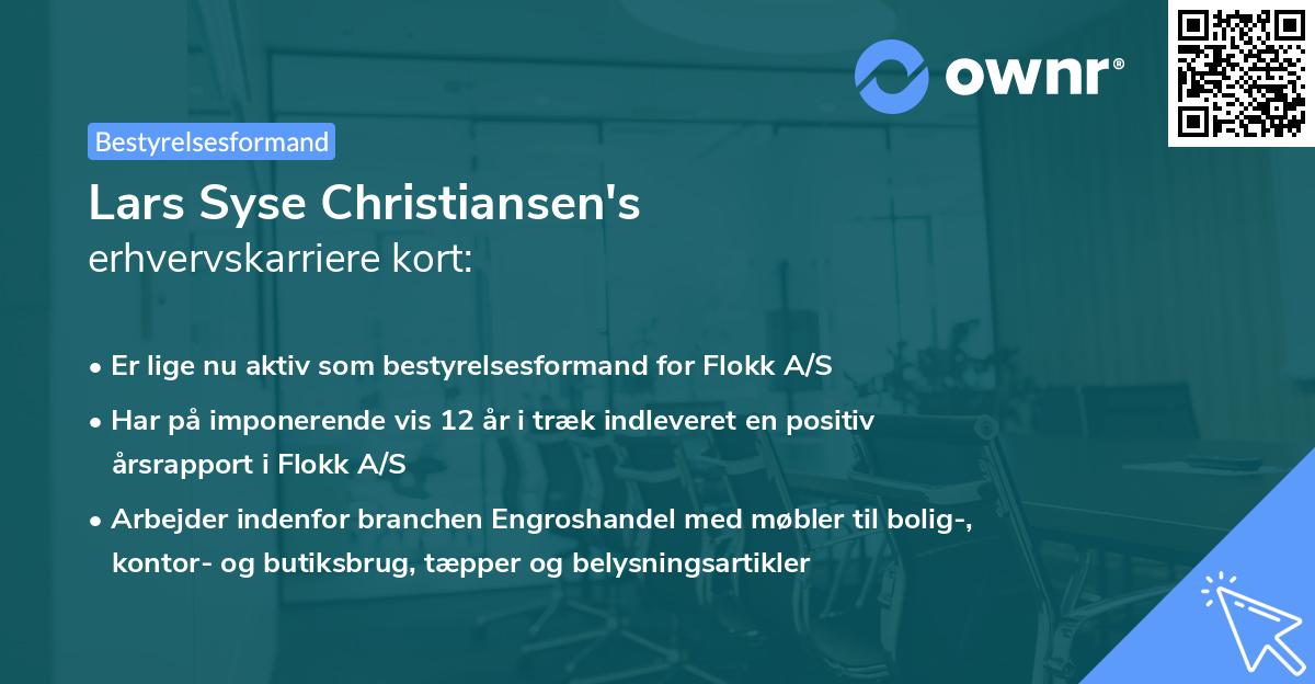 Lars Syse Christiansen's erhvervskarriere kort