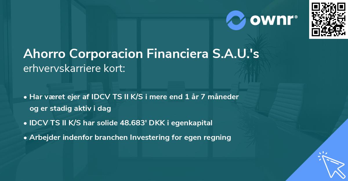 Ahorro Corporacion Financiera S.A.U.'s erhvervskarriere kort