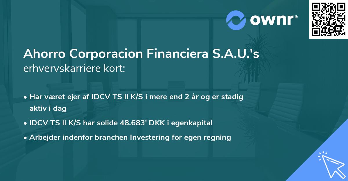 Ahorro Corporacion Financiera S.A.U.'s erhvervskarriere kort