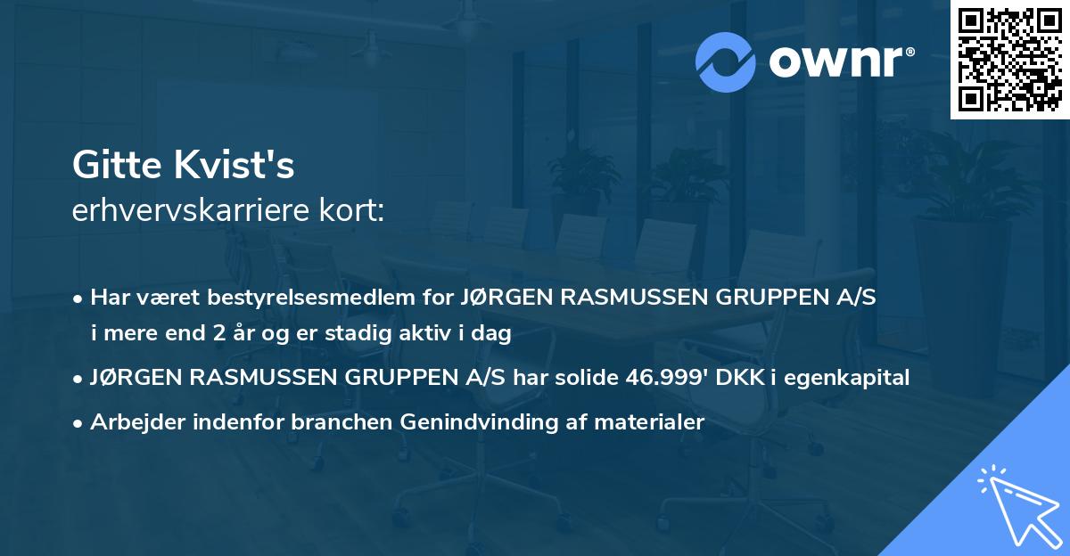 Gitte Kvist's erhvervskarriere kort