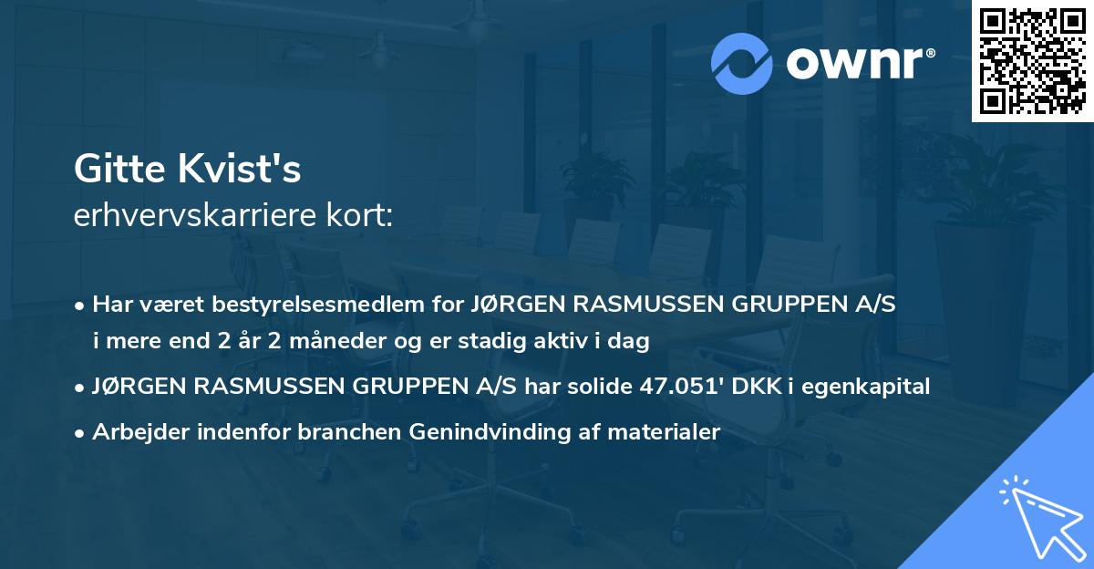 Gitte Kvist's erhvervskarriere kort