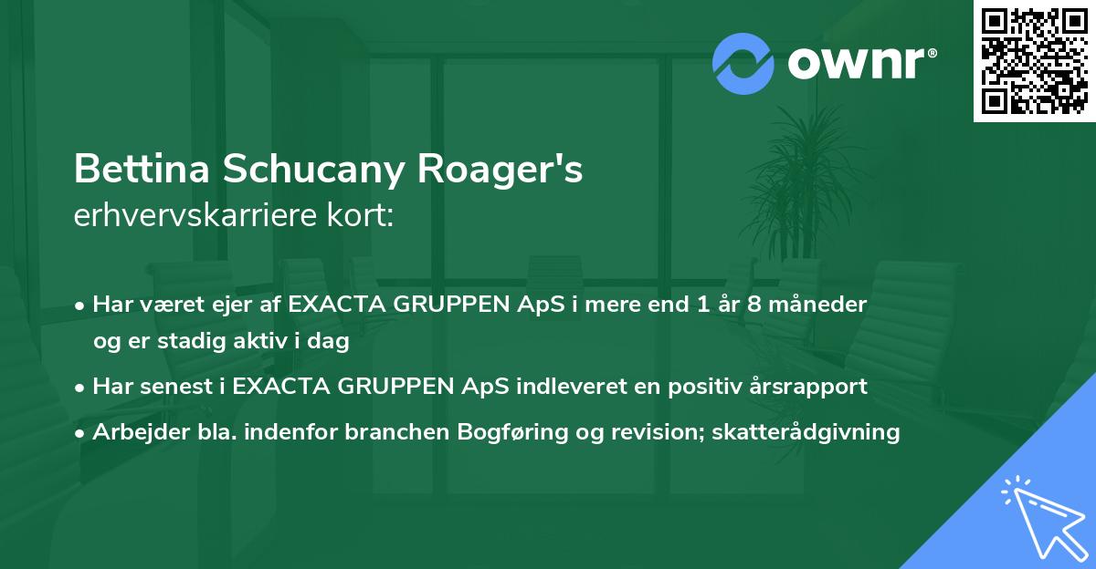 Bettina Schucany Roager's erhvervskarriere kort