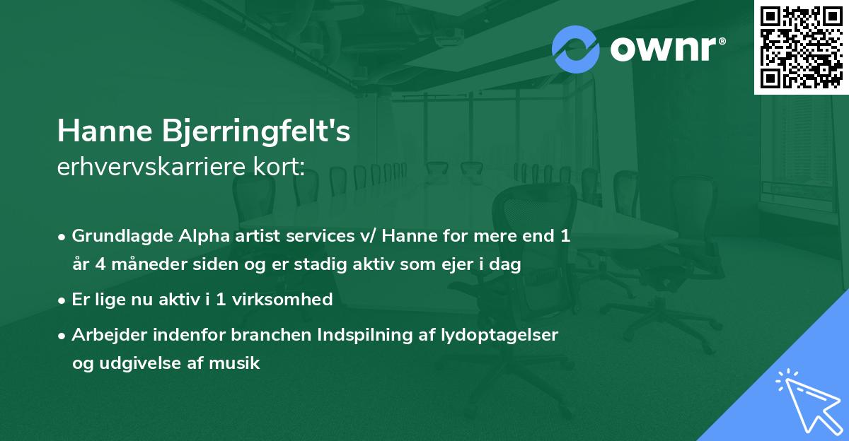 Hanne Bjerringfelt's erhvervskarriere kort